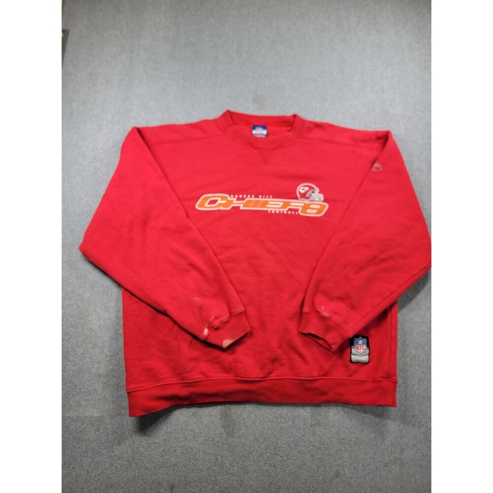 Vintage Reebok Kansas City‎ Chiefs Sweater Mens M Red Sweatshirt BLEACH NFL Y2K